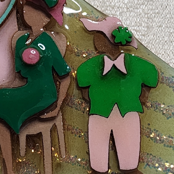 VINTAGE LUCINDA WOMAN PINS BROOCH MIXED MEDIA HANDMADE 1980s 1990s EXCELLENT - Picture 7 of 9